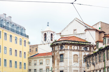 Street view of downtown in Lisbon, Portugal, Europe