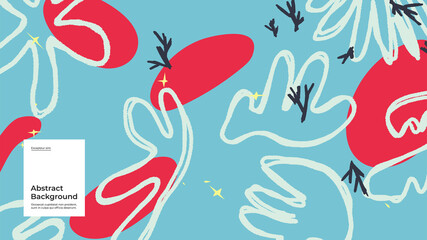 Abstract background illustration. Colorful lines, spots, dots and paint strokes. Decorative wallpaper, backdrop. Hand drawn texture, decor elements and shapes. Eps10 vector.