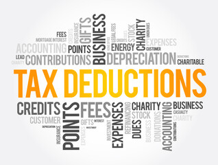 Tax Deductions word cloud collage, business concept background