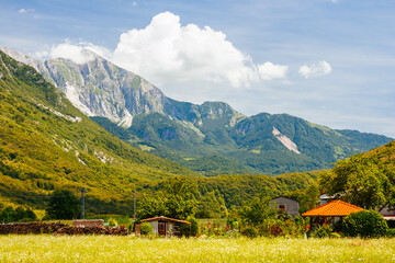 Fototapeta premium Scenic Landscape near the Vrsic Pass in Slovenia