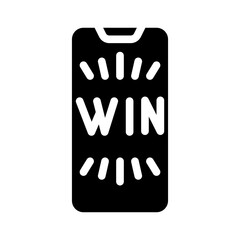win smartphone screen glyph icon vector illustration