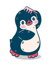 Funny cartoon penguin