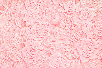 Pastel pink Lace fabric textile with gentle flowers - 376919043