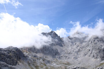 The Picos de Europa ("Peaks of Europe", also the Picos) are a mountain range extending for about 20 km (12 mi), forming part of the Cantabrian Mountains in northern Spain. 