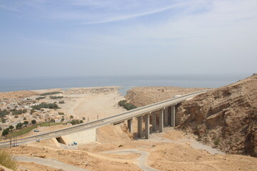 Qalhat, Beach in Oman and Mountains of Hajar 