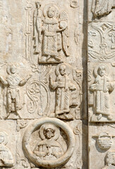 Fragment of decoration of St. George's Cathedral (Georgievsky cathedral, 1230-1234). Yuryev-Polsky town, Vladimir Oblast, Russia.
