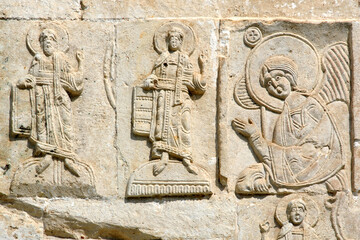Fragment of decoration of St. George's Cathedral (Georgievsky cathedral, 1230-1234). Yuryev-Polsky town, Vladimir Oblast, Russia.
