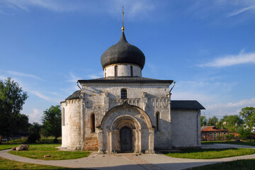 Fototapeta na wymiar Saint George's Cathedral (Georgievsky cathedral, 1230-1234), last stone church built in Russia before the Mongol invasion. Yuryev-Polsky town, Vladimir Oblast, Russia.