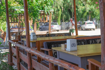 Tables in Summer restaurant in Turkey