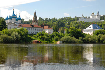 Fototapeta na wymiar Panorama of Gorokhovets town and view of Klyazma River. Vladimir Oblast, Russia.