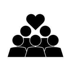 together, people group teamwork pictogram, silhouette style