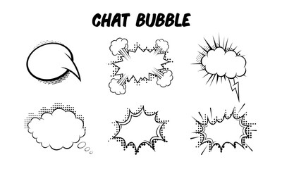 Collection of vector illustrations of speech balloons. Perfect for design elements from comics, story books, and cartoon stories. Pop art style chat bubble blank template.