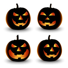 Collection of Halloween pumpkins in orange design