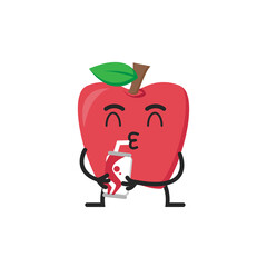 vector mascot apple drink any pose flat icon illustration