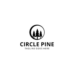 Illustration pines Tree nature  logo design vintage vector 