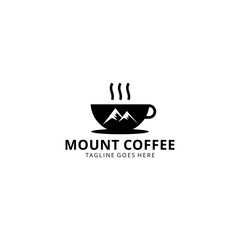 Creative Coffee logo design Vector sign illustration template with mountain in there.