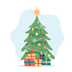 Christmas tree. Cute vector illustration in flat style