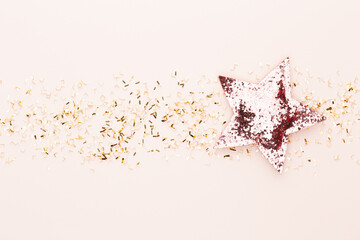 Creative layout made of christmas decor. Flat lay, top view.