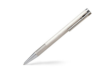 Isolated of luxury silver pen on white background with clipping path.