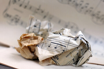 Retro paper musical notes so close