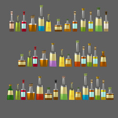 Set of alcohol bottles