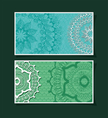 mandalas cards frames on green background vector design