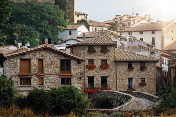 Fototapeta na wymiar Traditional village house in Monreal , a village in Navarra Northern Spain. A village on the Camino de Santiago pligrim's route.