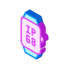 ip68 smart watch waterproof protection isometric icon vector illustration