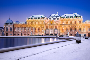 Vienna, Austria - Belvedere winter night - obrazy, fototapety, plakaty