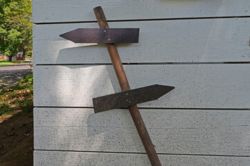 公園の小屋の前の道しるべ