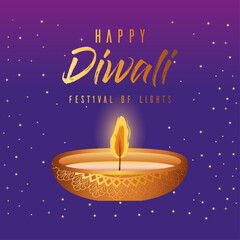 Happy diwali candle on blue background vector design