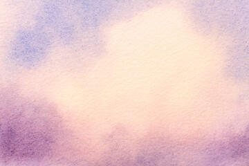 Abstract art background light blue and purple colors. Watercolor painting on canvas with soft white gradient.