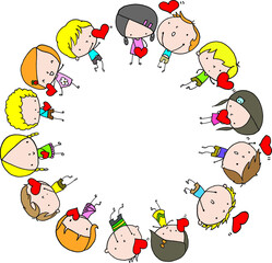 vector cartoon boys and girls background