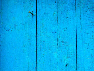 texture of old painted shabby rustic wooden fence made of planks, with rusty nails, grunge background