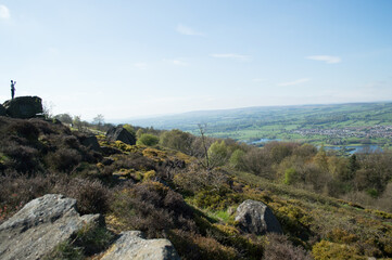 Fototapeta na wymiar Views from the top of the Otley Chevin, Yorkshire.