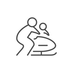 Bobsleigh or bobsled line outline icon