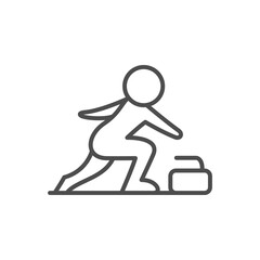 Curling line outline and winter sport sign