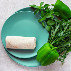 Dietary concept. A healthy breakfast of vegan is on a plate