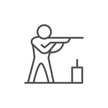 recommend clip art: Biathlon line outline icon and winter sport sign