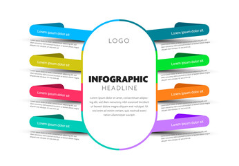 Fototapeta premium 8 options infographic with white center space, creative business infographic layout