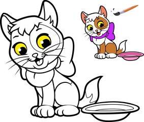 Kitten with a bow. Coloring book for the child.