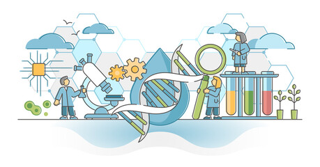 Biotechnology or biotech DNA research as genetic science outline concept