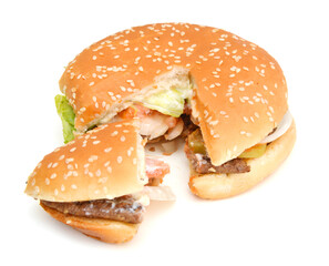 Big hamburger on white background