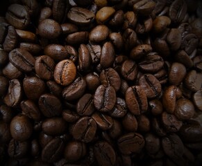toasted arabic coffee grains close-up