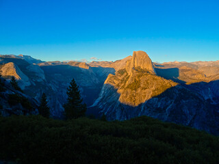 sunset at halfdome in Yosemite valley