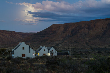 Fototapeta na wymiar Karoo National Park South Africa: moonset at dawn