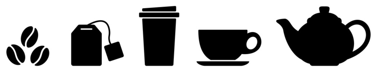 Collection coffee and tea icon. Vector illustration