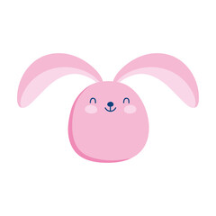 pink rabbit face ears animal cartoon isolated icon style