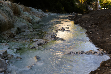 The thermal waters of Bagni San Filippo in Tuscany, Italy