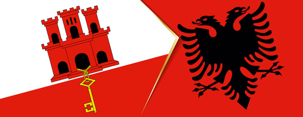 Gibraltar and Albania flags, two vector flags.